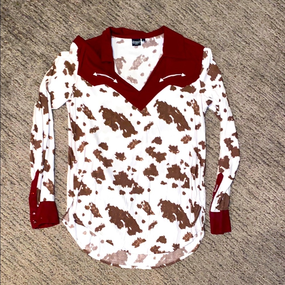 Cruel Girl CowPrint L/S Shirt Size Small